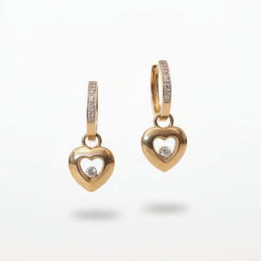 Floating Diamond Heart Drop Earrings