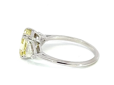 18K Two-Tone Custom Made GIA Certified 2.09 Fancy Intense Yellow Diamond with Side