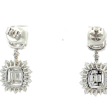 18KW 3.26CTW Diamond Mosaic Style Dangle Earrings