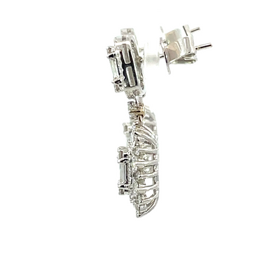 18KW 3.26CTW Diamond Mosaic Style Dangle Earrings