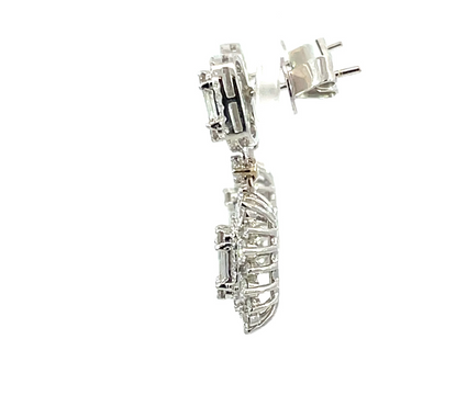 18KW 3.26CTW Diamond Mosaic Style Dangle Earrings