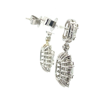 18KW 3.26CTW Diamond Mosaic Style Dangle Earrings