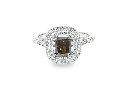 Brown Diamond Double Halo Ring