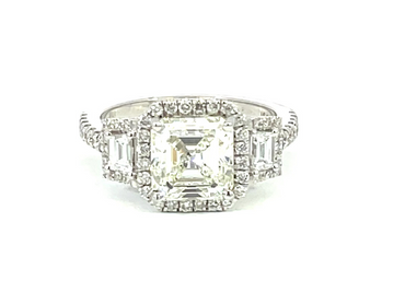 18KW Custom 2.70CT Asscher Cut Diamond Engagement Ring