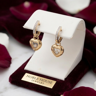 Floating Diamond Heart Drop Earrings