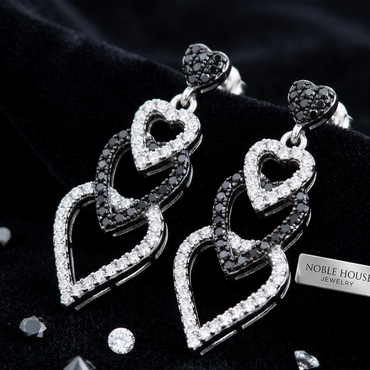 Triple Heart Dangle Earrings