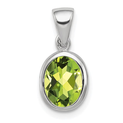 Sterling Silver Rhodium Plated Peridot Pendant