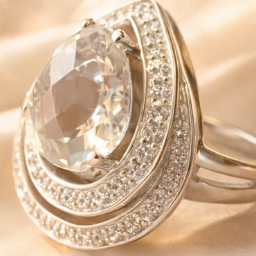 14K White Gold Diamond & Sky Blue Topaz Ring