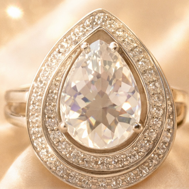 14K White Gold Diamond & Sky Blue Topaz Ring