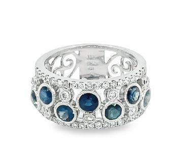 Bezel Set Blue Sapphire And Diamond Band