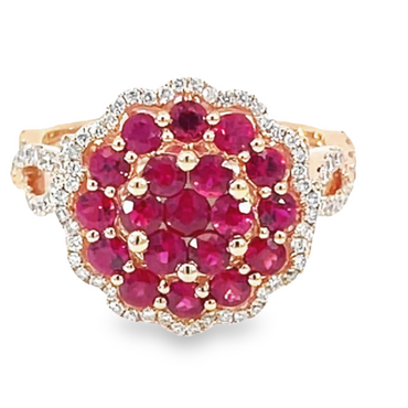 Vintage Inspired Rose Gold Ruby And Diamond Ring