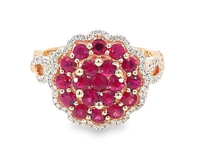 Vintage Inspired Rose Gold Ruby And Diamond Ring