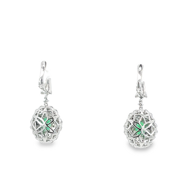 18KTT Dangle Emerald and Diamond Earrings