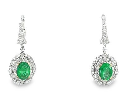 18KTT Dangle Emerald and Diamond Earrings