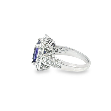 Halo Tanzanite And Diamond Ring