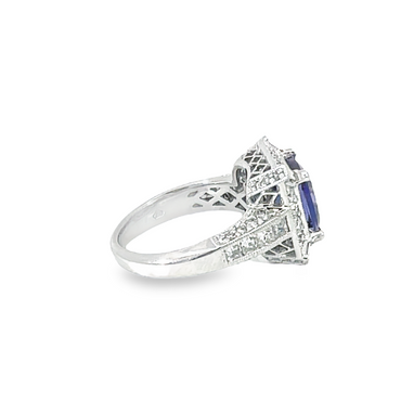 Halo Tanzanite And Diamond Ring