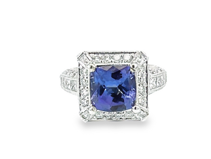 Halo Tanzanite And Diamond Ring