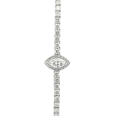 18KW 4.11CTW Marquise Diamond Halo Tennis Bracelet
