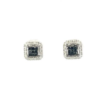 10K White Gold Black And White Diamond Earrings