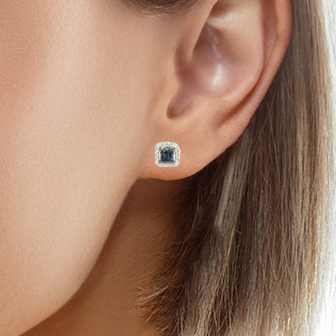 10K White Gold Black And White Diamond Earrings