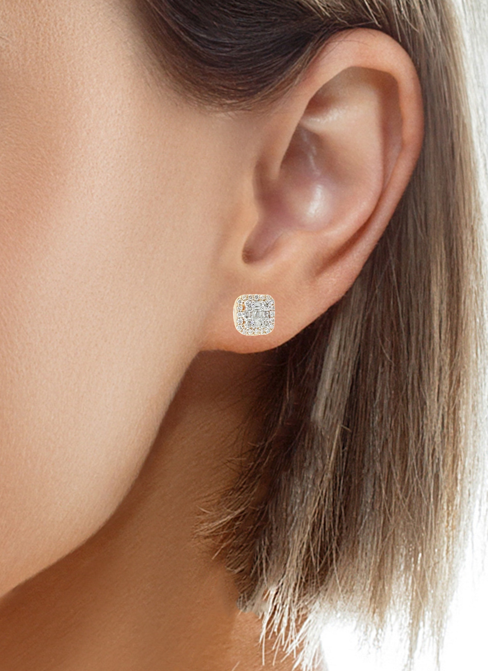 10K Rose Gold Mosaic Style Diamond Earrings