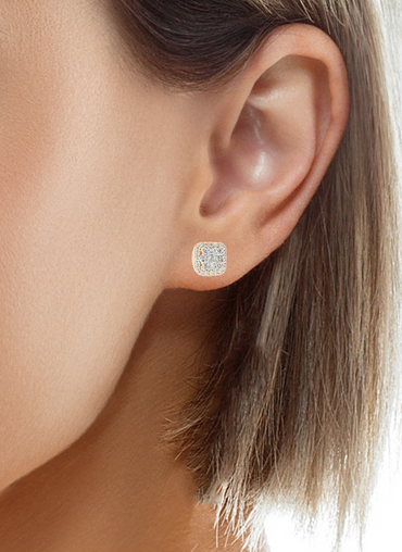 10K Rose Gold Mosaic Style Diamond Earrings