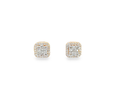 10K Rose Gold Mosaic Style Diamond Earrings