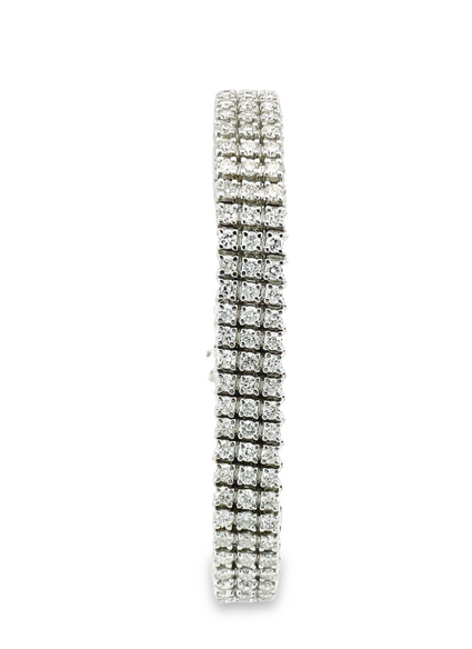 14K White Gold 8.70CTW Diamond 3 Row Tennis Bracelet