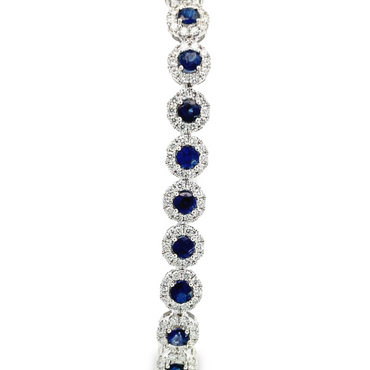 14K WG 3CTW Diamond 3/8CTW Sapphire 7 inch bracelet