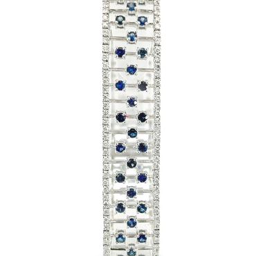 14K White Gold 4.37CTW Sapphire and 2.14CTW Diamond Bracelet