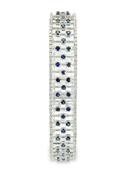 14K White Gold 4.37CTW  Sapphire and 2.14CTW Diamond Bracelet