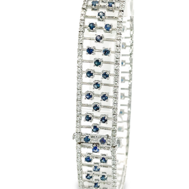 14K White Gold 4.37CTW Sapphire and 2.14CTW Diamond Bracelet