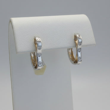 Wave Diamond Huggie Hoops