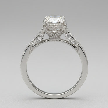 Emerald-Cut Halo Engagement Ring