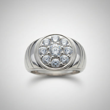 Silver Cubic Zirconia Cluster Ring