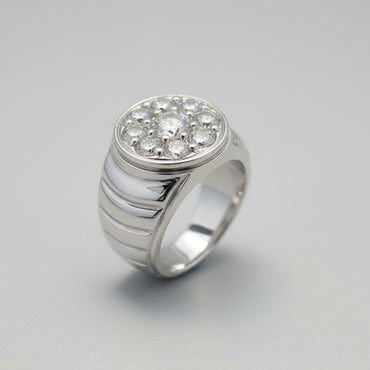 Silver Cubic Zirconia Cluster Ring