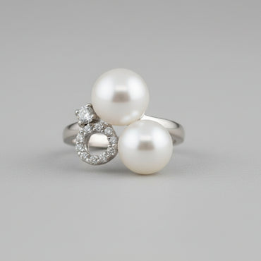 Double Pearl & Halo Orbit Ring