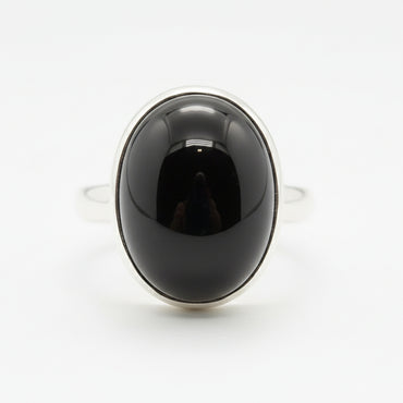 Sterling Silver Oval Onyx Statement Ring