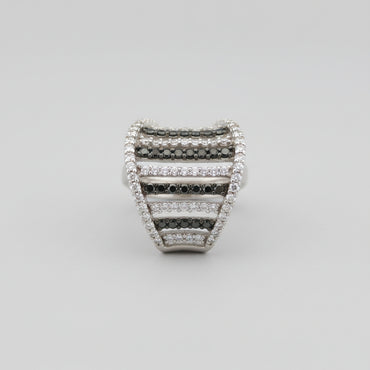 Cage Ring with Black & White Cubic Zirconia