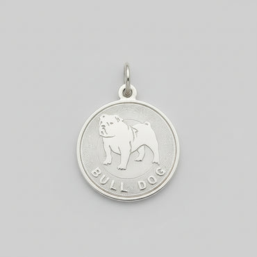 Silver English Bulldog Disc Charm