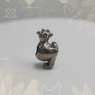 Silver Rooster Slide Bead