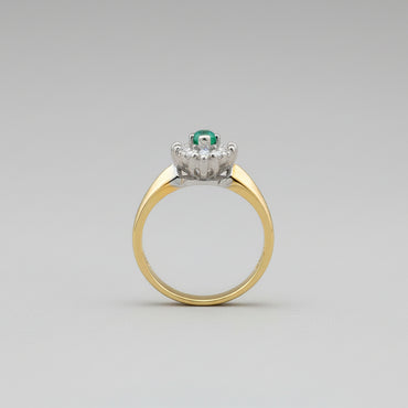 Marquise Emerald & Diamond Halo Ring