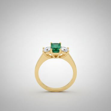 Three-Stone Emerald & Diamond Ring