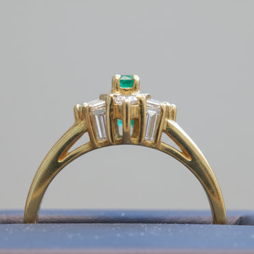 Marquise Emerald & .60ctw Diamond Ballerina Ring