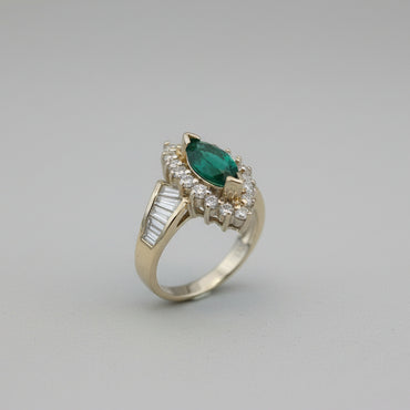 Marquise Emerald & Diamond Ballerina Ring