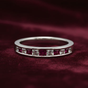 Alternating Ruby and Diamond Channel Band
