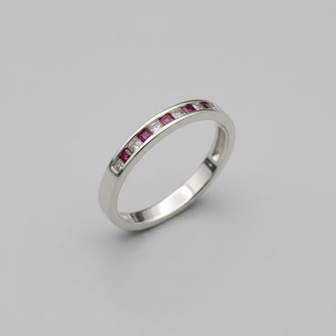 Alternating Ruby and Diamond Channel Band