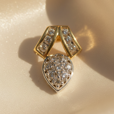 14K Two-Tone Gold Diamond Teardrop Pendant - marketing image 1