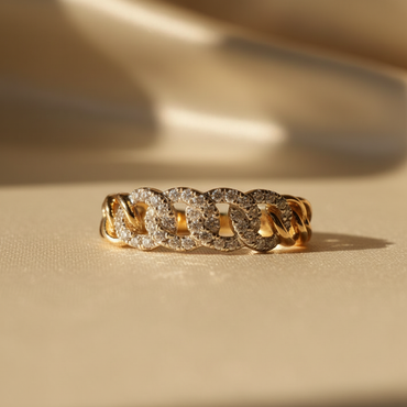 10K Yellow Gold Diamond Chain Style Ring - Marketing Image 4