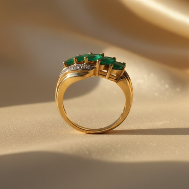 14K Yellow Gold Marquise Emerald & Diamond Ring - marketing image 4